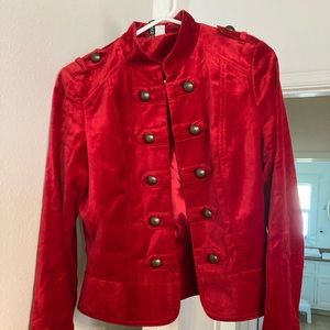 Divided by H&M red velvet military inspired jacket